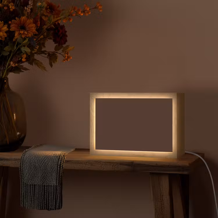 Dark - Chocolate - Bruin Light Box met kabel (Tafellamp) klein 924 -sfeer4