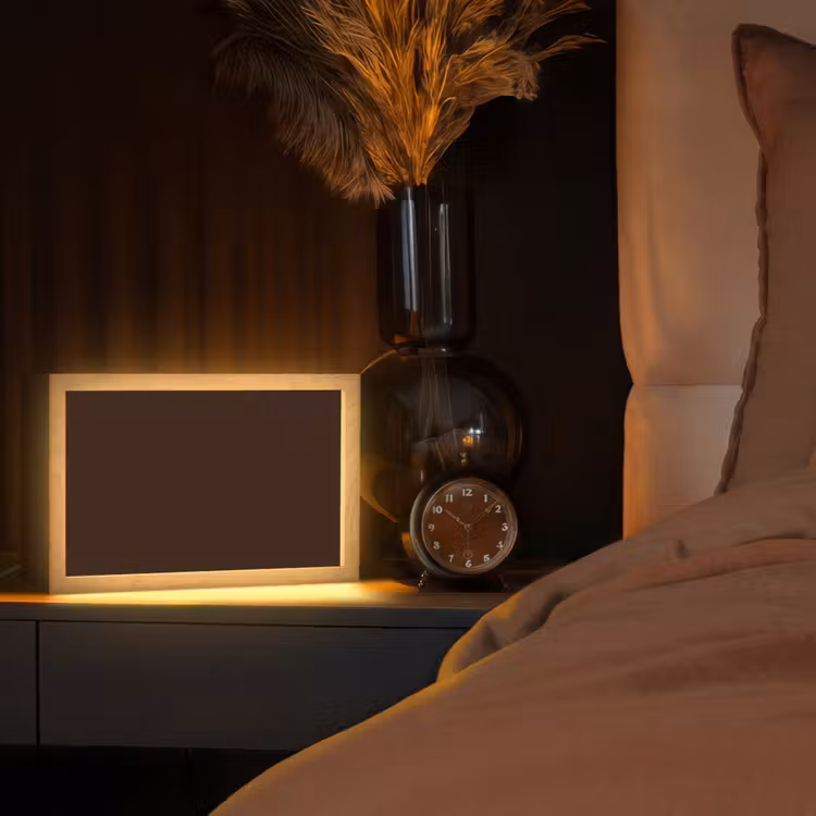 Dark - Chocolate - Bruin Light Box met kabel (Tafellamp) klein 924 -sfeer1