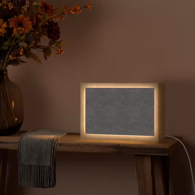 Donkergrijs - Asfaltstructuur - Ruw Light Box met kabel (Tafellamp) klein 924 -sfeer4