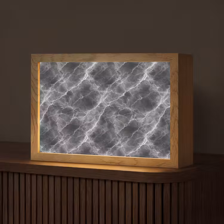 Donkergrijs - Bliksem - Marmer Light Box met kabel (Tafellamp) klein 924 -z3d_website