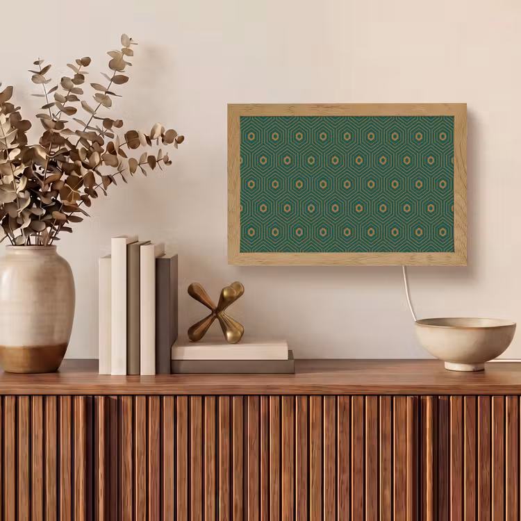 Donkergroen - Modern - Patroon - Goud Light Box met kabel (Tafellamp) klein 924 -sfeer2