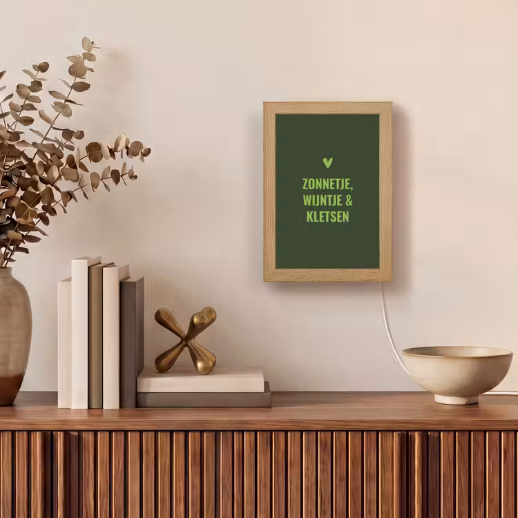 Donkergroen - Quote - Zon - Zomer Light Box met kabel (Tafellamp) klein -sfeer2
