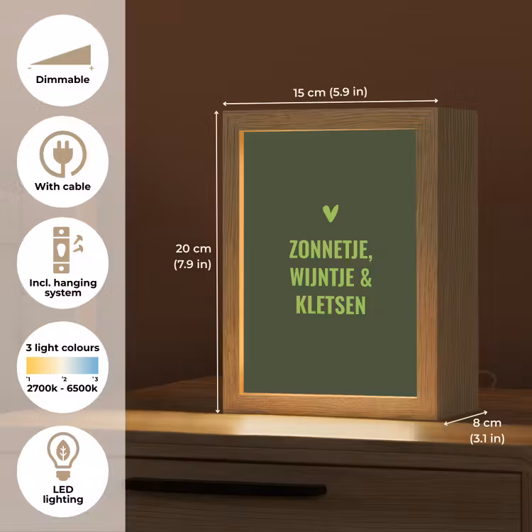 Donkergroen - Quote - Zon - Zomer Light Box met kabel (Tafellamp) klein -USP_EN