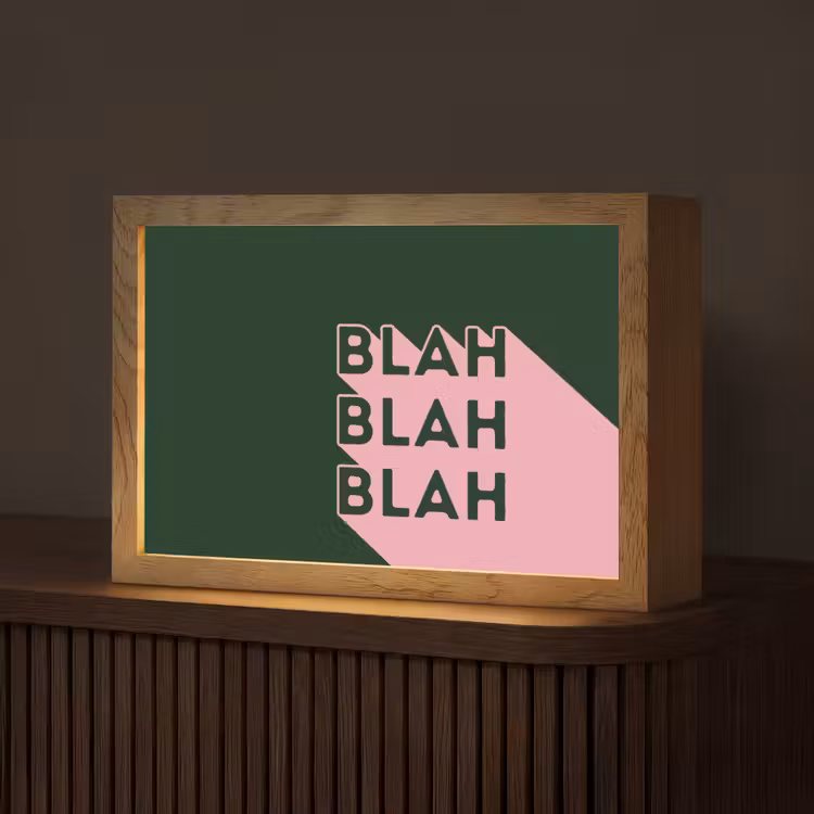 Donkergroen - Tekst - Schaduw - Grafisch Light Box met kabel (Tafellamp) klein -z3d_website