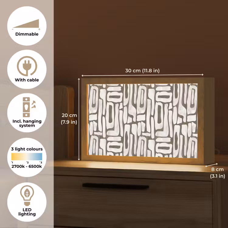 Donker - Wit - Abstract Light Box met kabel (Tafellamp) klein 924 -USP_EN