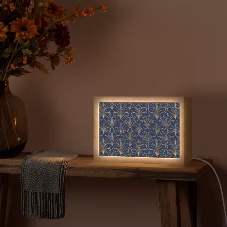 Deco - Waaier - Blauw Light Box met kabel (Tafellamp) klein 924 -sfeer4