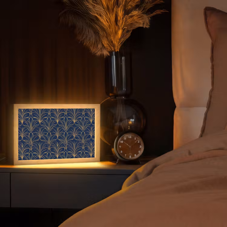 Deco - Waaier - Blauw Light Box met kabel (Tafellamp) klein 924 -sfeer1
