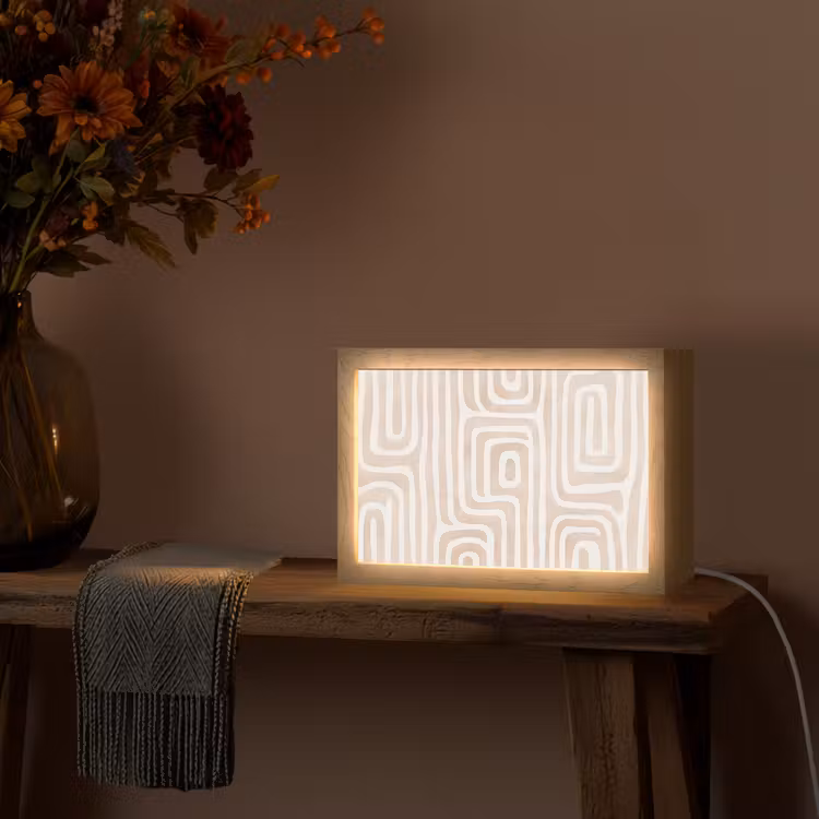 Decoratief - Labyrint - Beige Light Box met kabel (Tafellamp) klein -sfeer4
