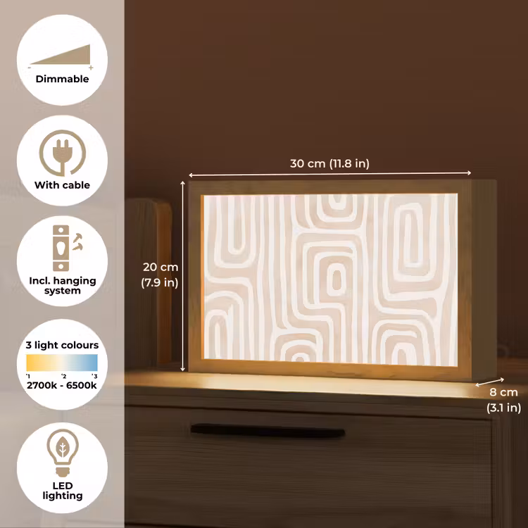 Decoratief - Labyrint - Beige Light Box met kabel (Tafellamp) klein -USP_EN