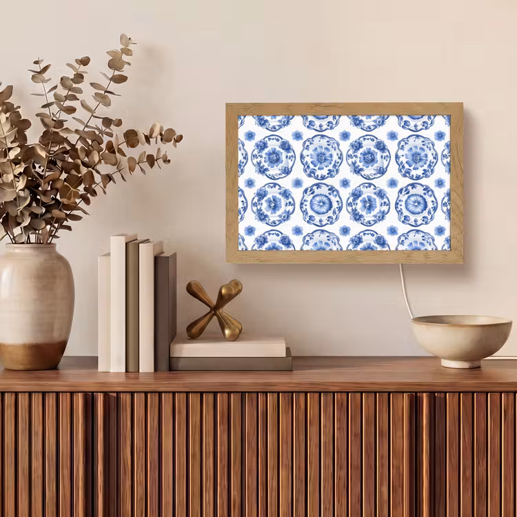 Sierborden - Bloemen - Blauw Light Box met kabel (Tafellamp) klein 924 -sfeer2