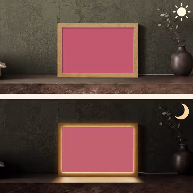 Deep - Berry - Rood Light Box met kabel (Tafellamp) klein 924 -sfeer3