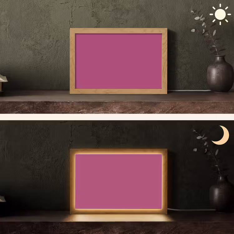 Deep - Magenta - Paars Light Box met kabel (Tafellamp) klein 924 -sfeer3