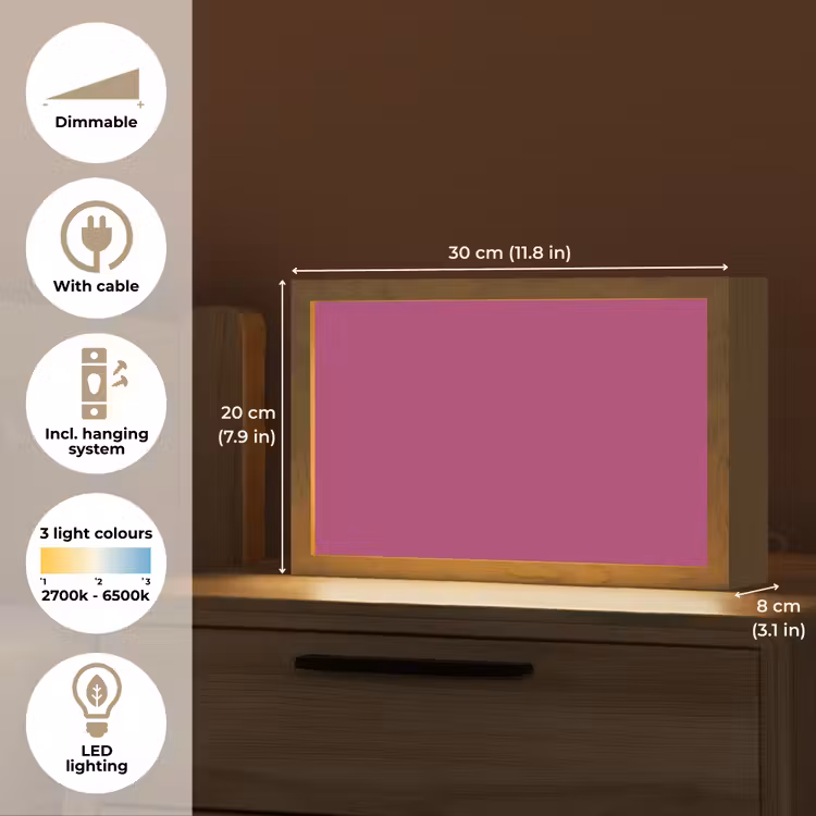 Deep - Magenta - Paars Light Box met kabel (Tafellamp) klein 924 -USP_EN
