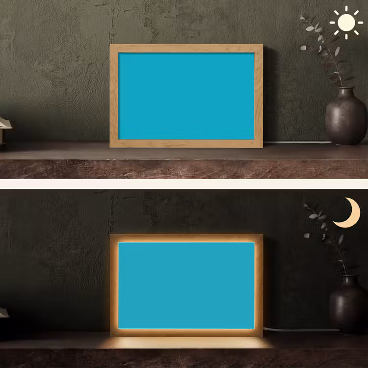 Deep - Turquoise - Turkoois Light Box met kabel (Tafellamp) klein 924 -sfeer3