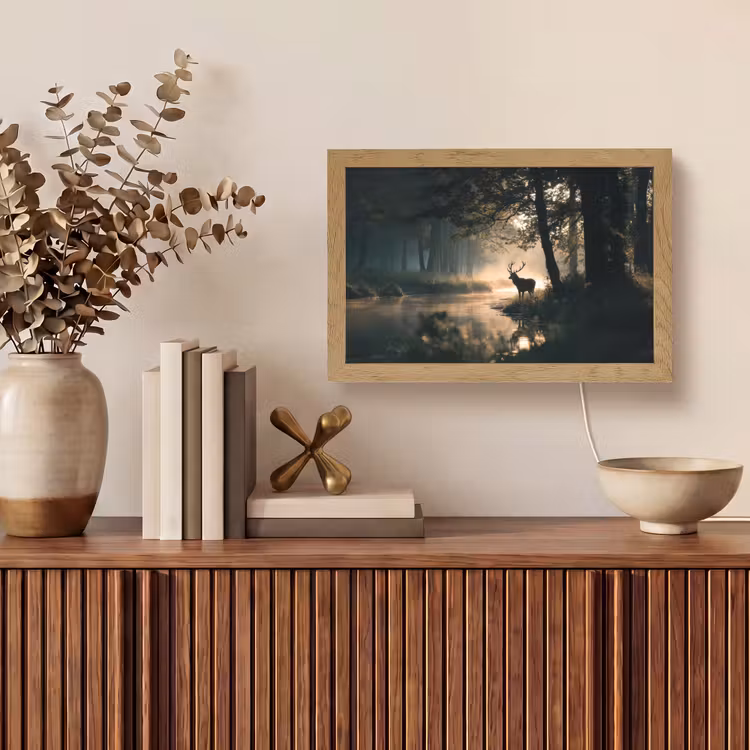 Hert - Bosbeek - Mystiek Light Box met kabel (Tafellamp) klein -sfeer2