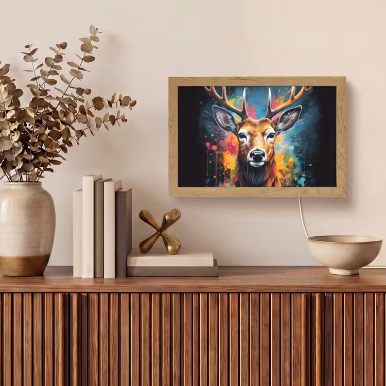 Hert - Graffiti - Dieren - Kleuren Light Box met kabel (Tafellamp) klein -sfeer2