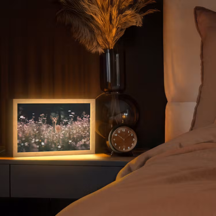 Hert - Wilde bloemen - Bos Light Box met kabel (Tafellamp) klein -sfeer1