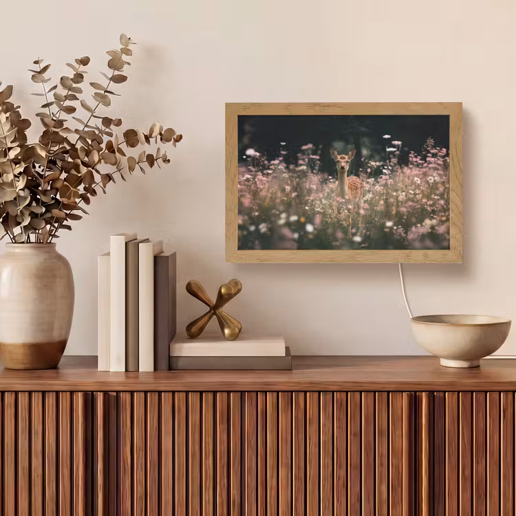 Hert - Wilde bloemen - Bos Light Box met kabel (Tafellamp) klein -sfeer2