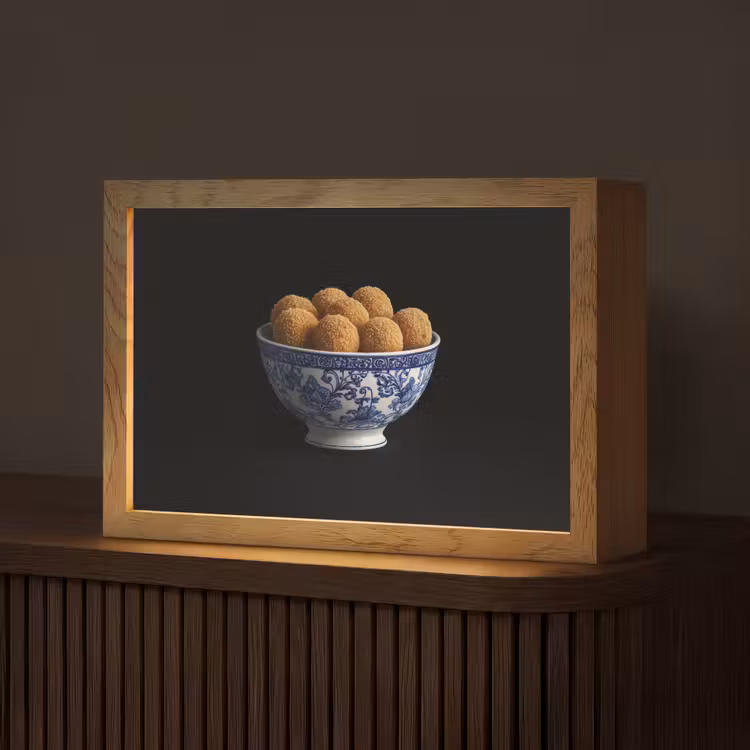 Delfts blauw - Bitterballen - Holland - Schaal Light Box met kabel (Tafellamp) klein -z3d_website