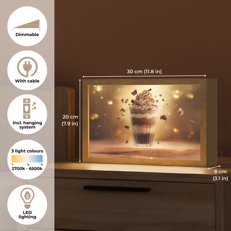 Dessert - Chocolade - Zoet - Eten Light Box met kabel (Tafellamp) klein -USP_EN