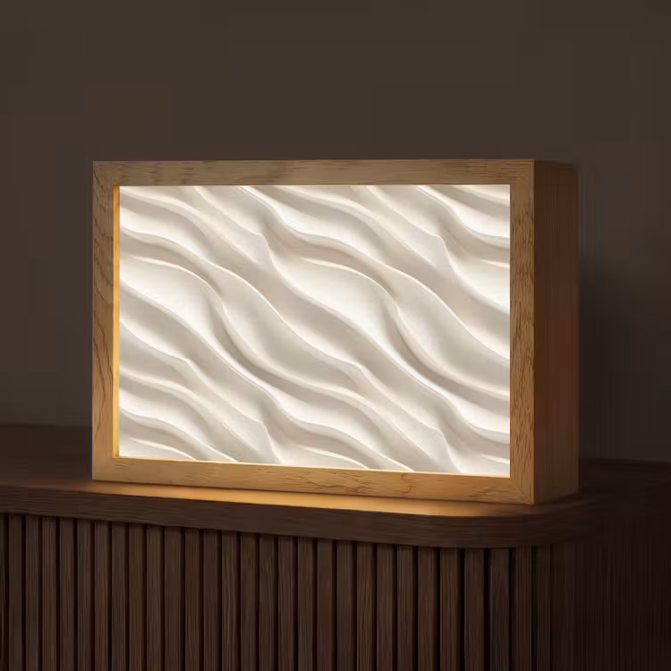 Diagonaal - Golven - Crème Light Box met kabel (Tafellamp) klein 924 -z3d_website