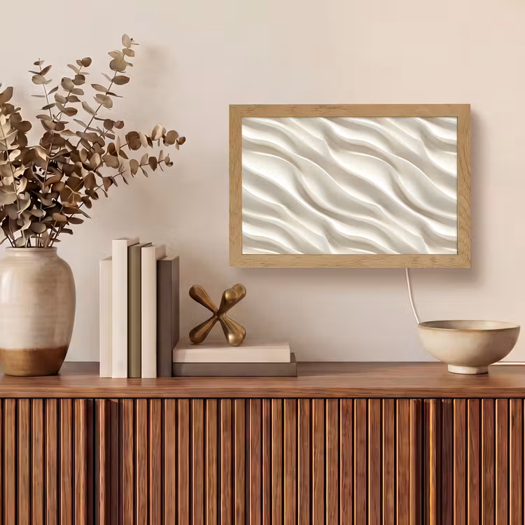 Diagonaal - Golven - Crème Light Box met kabel (Tafellamp) klein 924 -sfeer2