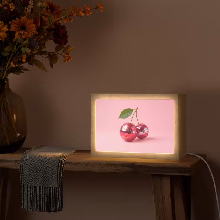 Disco - Kersen - Roze Light Box met kabel (Tafellamp) klein -sfeer4