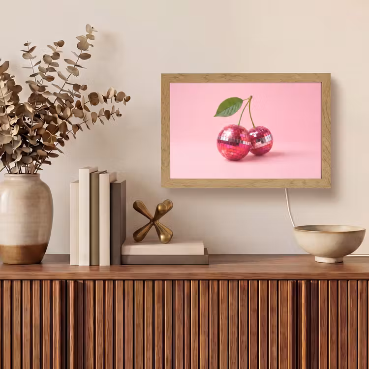 Disco - Kersen - Roze Light Box met kabel (Tafellamp) klein -sfeer2
