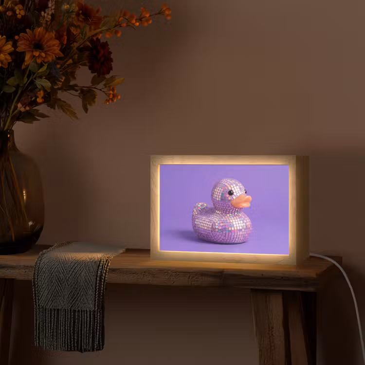 Disco - Eend - Paars Light Box met kabel (Tafellamp) klein -sfeer4