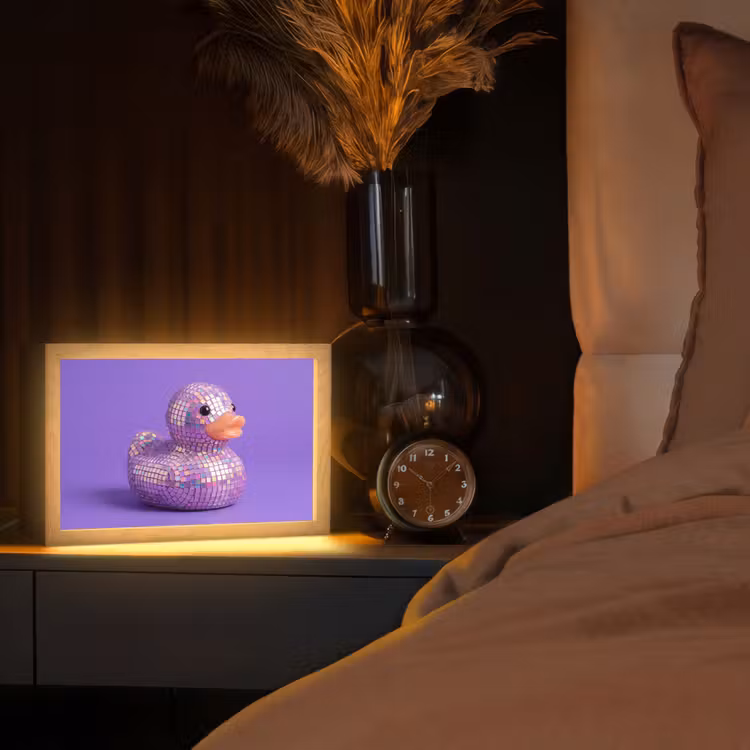 Disco - Eend - Paars Light Box met kabel (Tafellamp) klein -sfeer1
