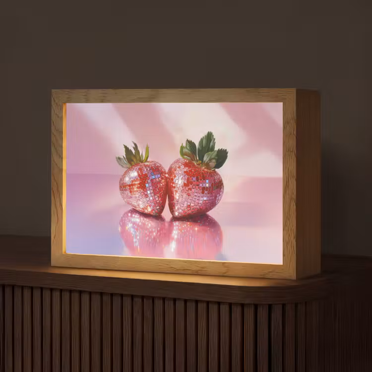 Disco - Fruit - Glitter - Strawberry Light Box met kabel (Tafellamp) klein -z3d_website