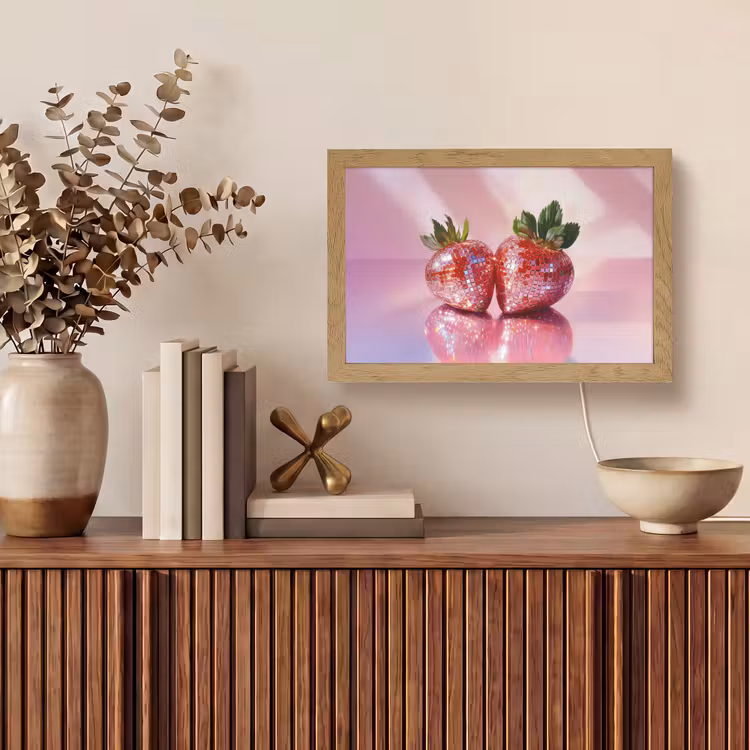 Disco - Fruit - Glitter - Strawberry Light Box met kabel (Tafellamp) klein -sfeer2