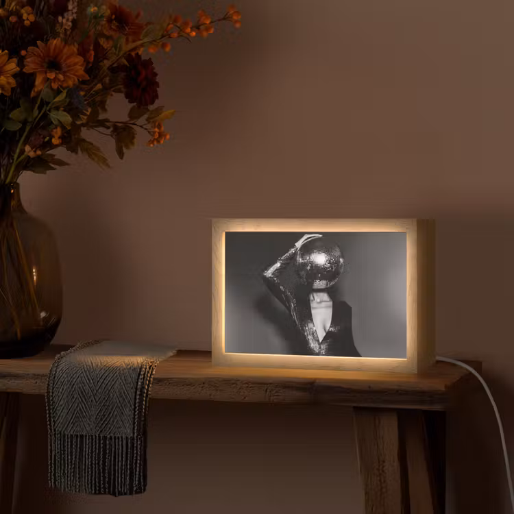 Discobal - Gezicht - Glamour - Zwart Light Box met kabel (Tafellamp) klein -sfeer4