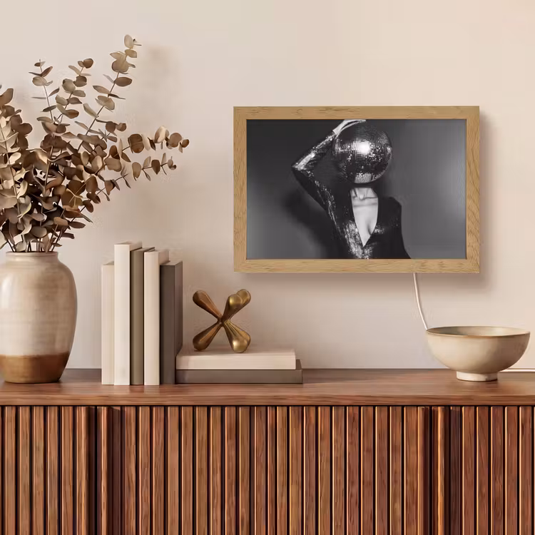 Discobal - Gezicht - Glamour - Zwart Light Box met kabel (Tafellamp) klein -sfeer2