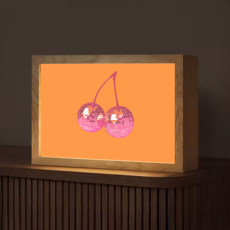 Discoballen - Kers - Spiegels - Roze Light Box met kabel (Tafellamp) klein -z3d_website