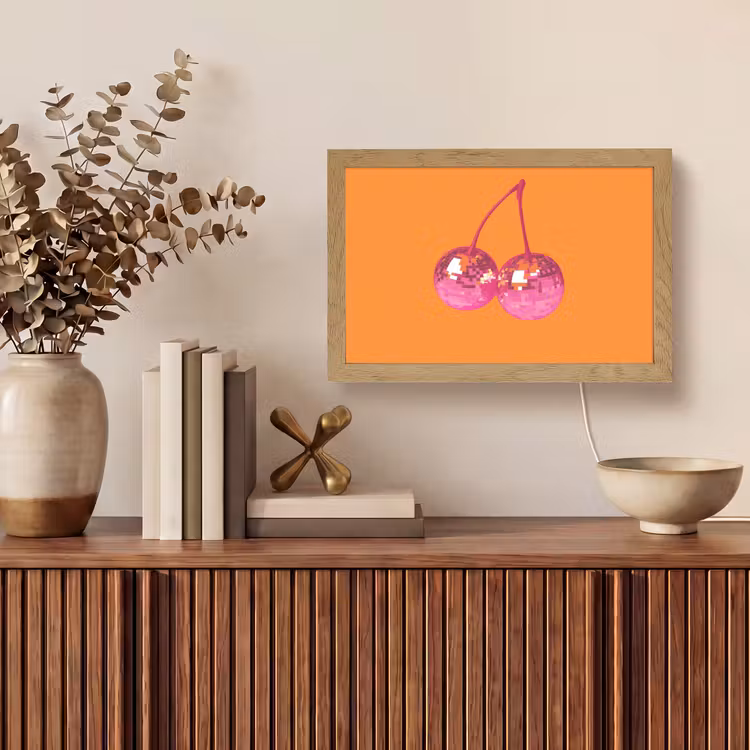 Discoballen - Kers - Spiegels - Roze Light Box met kabel (Tafellamp) klein -sfeer2