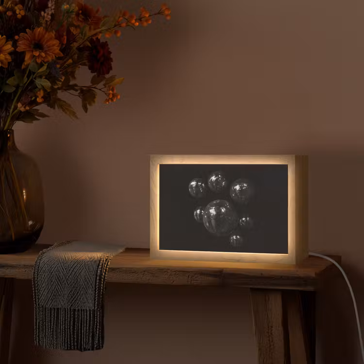 Discoballen - Minimalistisch - Zwart Light Box met kabel (Tafellamp) klein -sfeer4