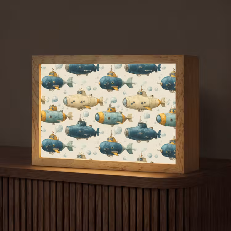 Duikboot - Fantasie - Kleurrijk Light Box met kabel (Tafellamp) klein 924 -z3d_website