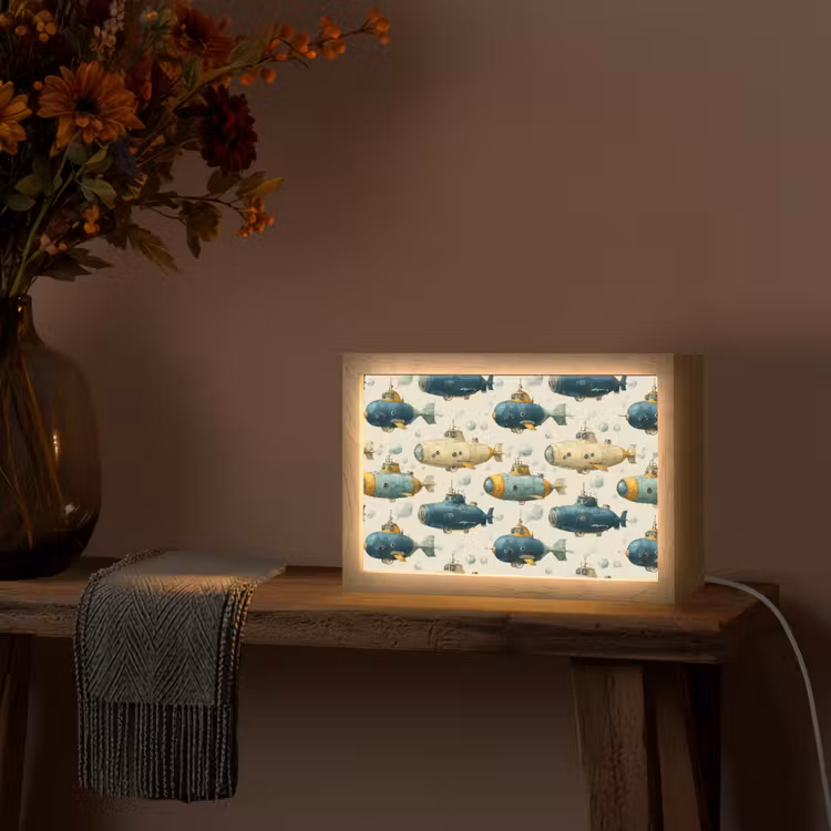 Duikboot - Fantasie - Kleurrijk Light Box met kabel (Tafellamp) klein 924 -sfeer4