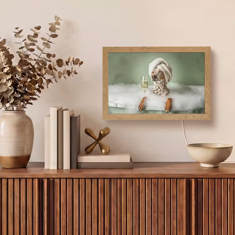 Hond - Bad - Champagne - Handdoek Light Box met kabel (Tafellamp) klein -sfeer2