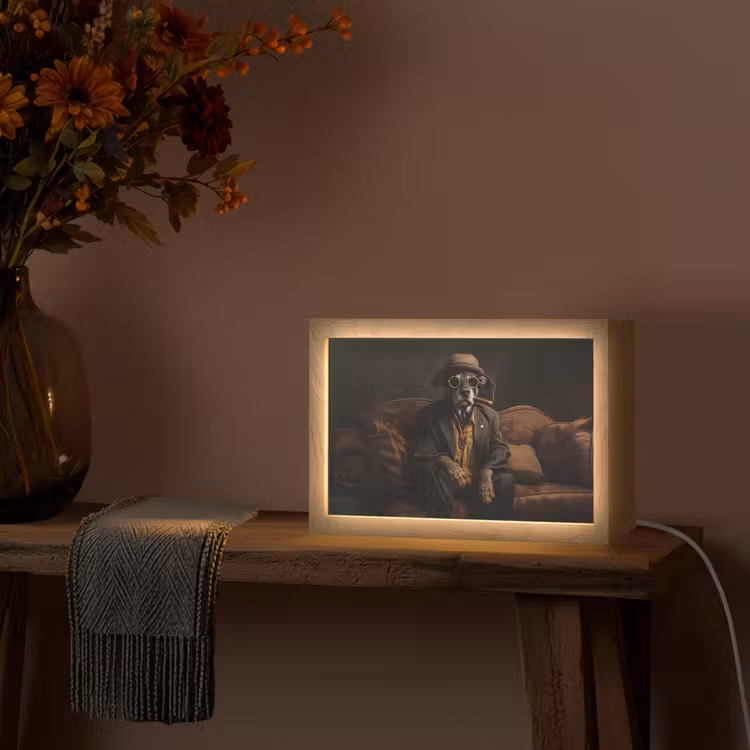 Hond - Sigaar - Hoed - Pak Light Box met kabel (Tafellamp) klein -sfeer4