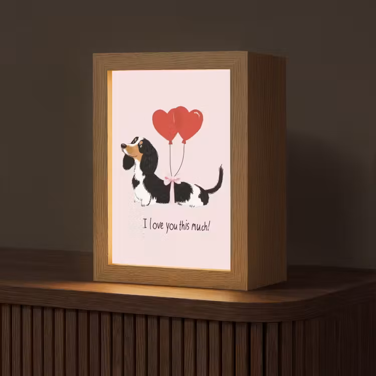 Hond - Teckel - Valentijn - Love Light Box met kabel (Tafellamp) klein -z3d_website