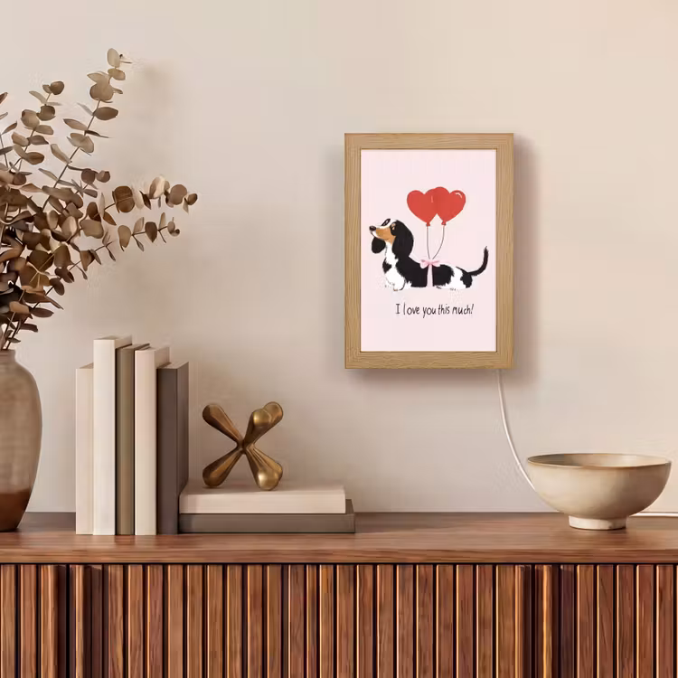 Hond - Teckel - Valentijn - Love Light Box met kabel (Tafellamp) klein -sfeer2