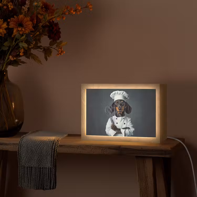 Hond - Garde - Kok Light Box met kabel (Tafellamp) klein -sfeer4