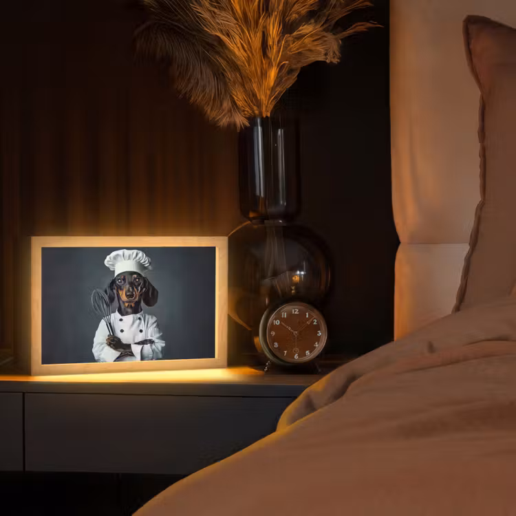 Hond - Garde - Kok Light Box met kabel (Tafellamp) klein -sfeer1