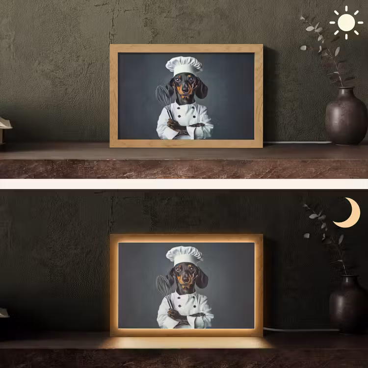 Hond - Garde - Kok Light Box met kabel (Tafellamp) klein -sfeer3