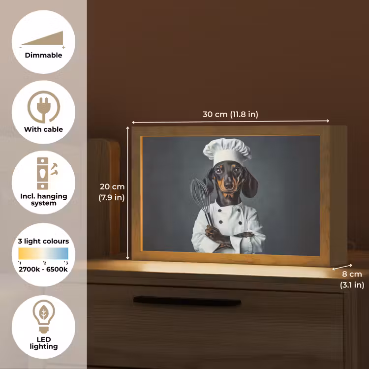 Hond - Garde - Kok Light Box met kabel (Tafellamp) klein -USP_EN