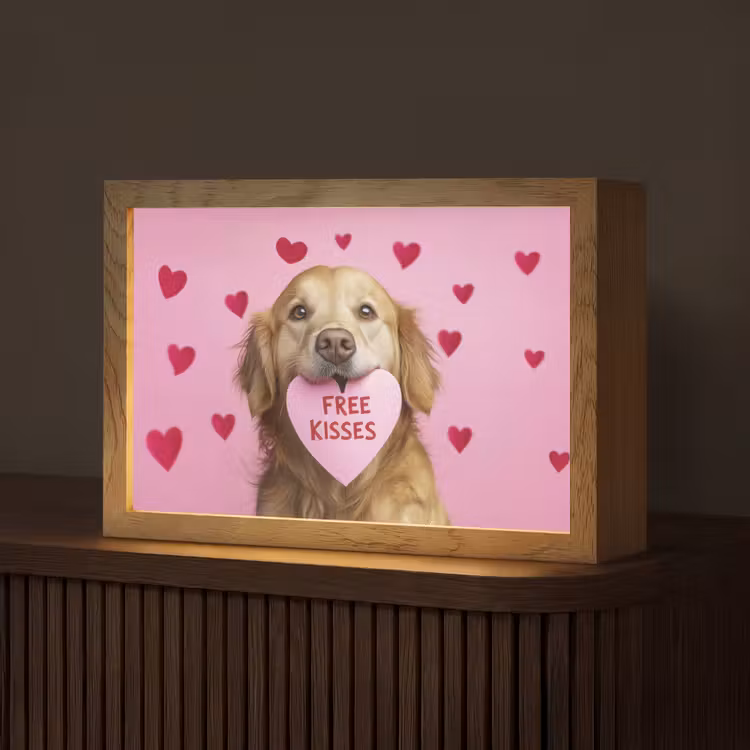 Hond - Kiss- Valentijn - Hartjes Light Box met kabel (Tafellamp) klein -z3d_website