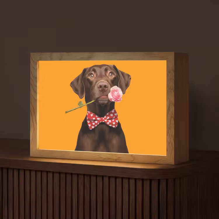 Hond - Oranje - Roos - Valentijn Light Box met kabel (Tafellamp) klein -z3d_website