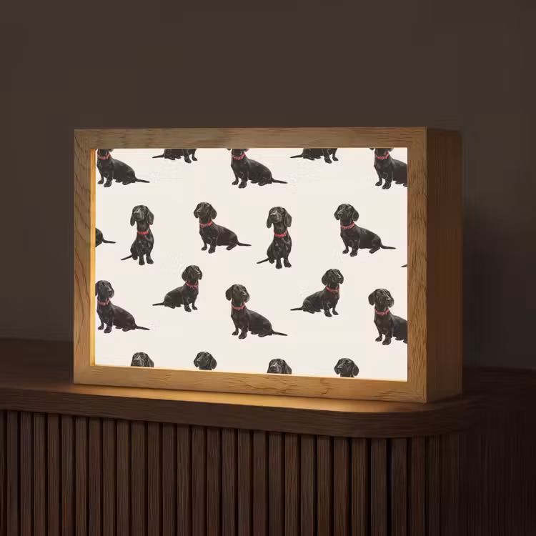 Hond - Patroon - Zwart Light Box met kabel (Tafellamp) klein 924 -z3d_website